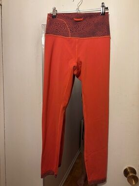 lululemon athletica Orange/coral High-Rise Leggings with Textured Waistband